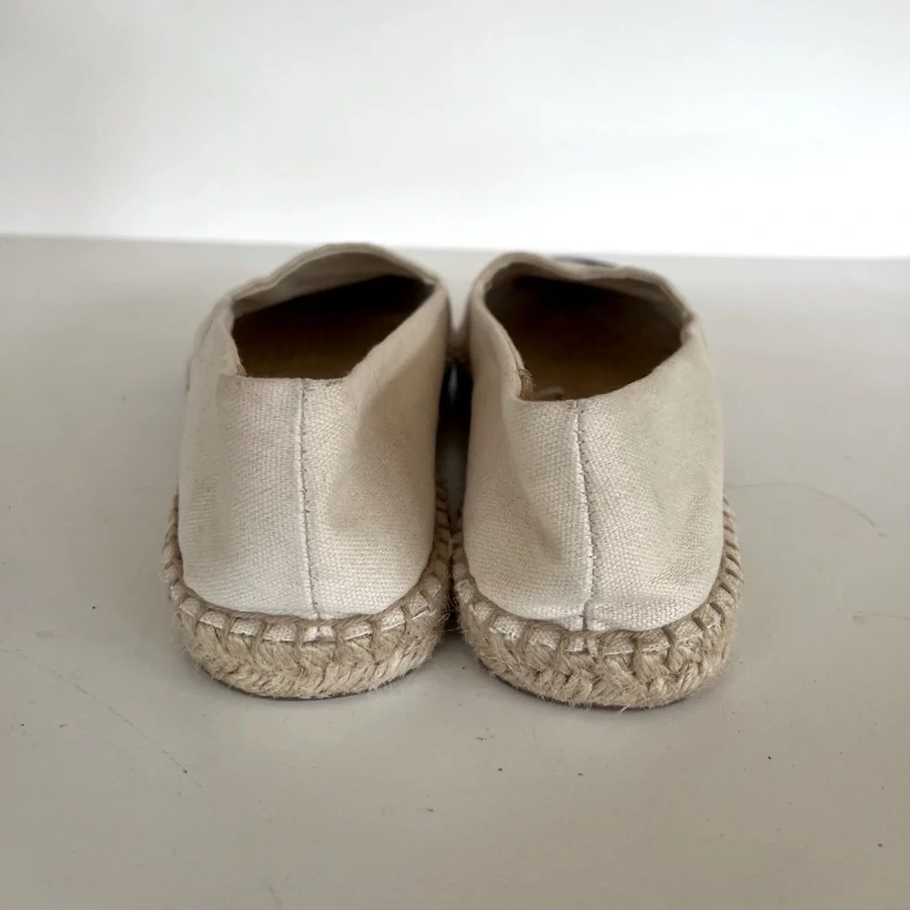 J. Crew Facto Canvas Espadrilles Flats with Black Cap Toe, size 8
